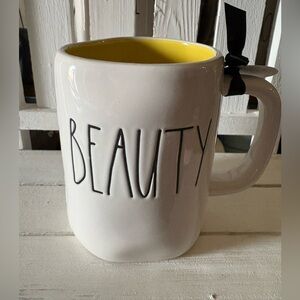 Rae Dunn White and Yellow 'Beauty' Mug